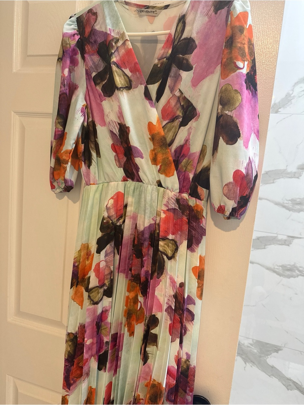 Per Se Watercolor Floral Sheer Blouse in Pink and Cream